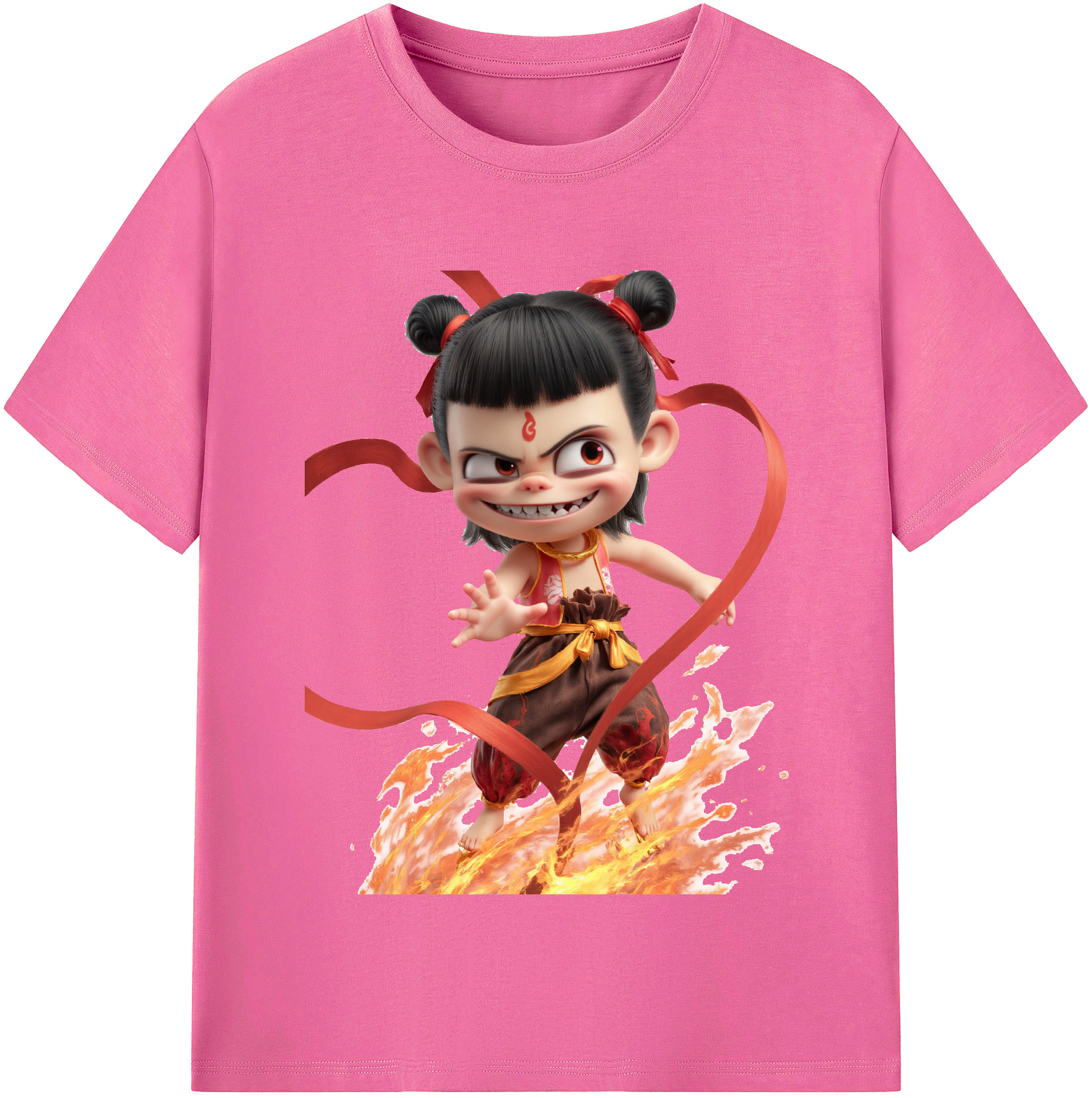 （画像用） Ne Zha 2 ナタ 魔童の大暴れ レディースカジュアルプリントTシャツ（綿100％）